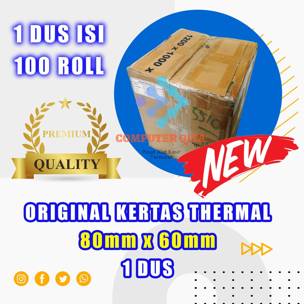 

Kertas thermal paper roll / Kertas Termal 80 x 60 1 Dus terlaris