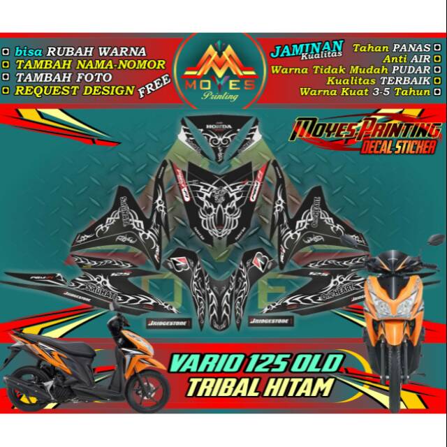 Decal motor stiker motor decal vario 125 old tribal hitam sticker motor vario stiker honda vario old