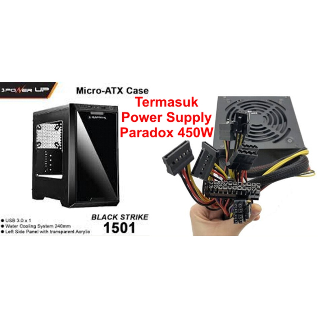 Jual Casing Power Up Raptor Black Strike Paradox Gaming Psu Atx W Indonesia Shopee