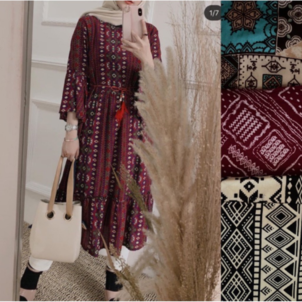TUNIK ETNIK WANITA // TUNIK BOHEMIAN MOTIF ETNIK