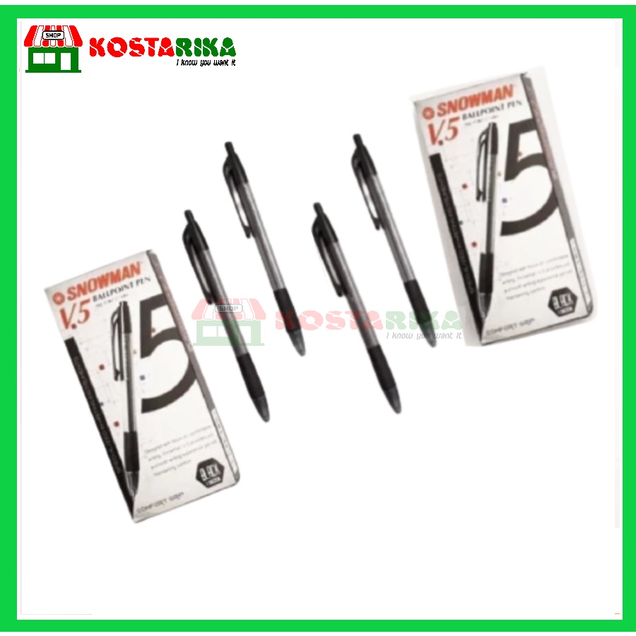 

Ballpoint Pena Snowman V5 Pulpen Tinta Hitam dan Biru satuan