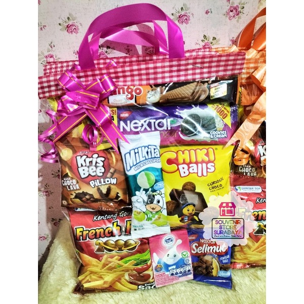 Paket Snack Ulang Tahun Murah / 1 Susu 8 macam snack / Bingkisan ultah anak / Paket ultah / Snack ultah surabaya