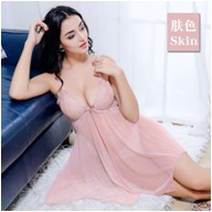 One Set Women Lingerie Sleepwear Get Panties Sexy Cool Nyaman Murah Adem Tipis Terbuka Menggoda Hot-Pink