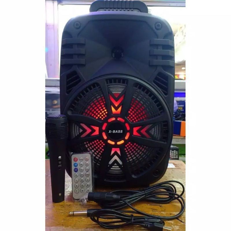 Speaker Bluetooth Karaoke FLECO F-8604LED/F-8609LED Gratis Microphone Suara Super Bass