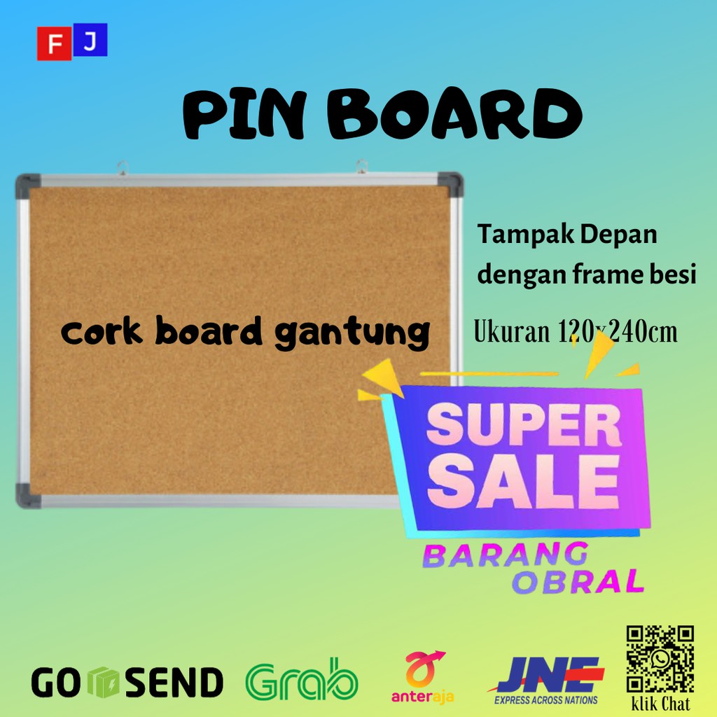 

Papan Pinboard/Softboard SAKANA Dimensi 120x240cm (Corkboard Gantung)