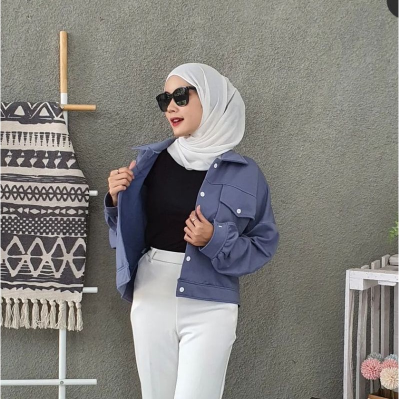 Ausy Jaket Crop Wanita | Sweater Kancing Jaket Wanita | Jaket Wanita Ootd Wanita Fashion Terbaru