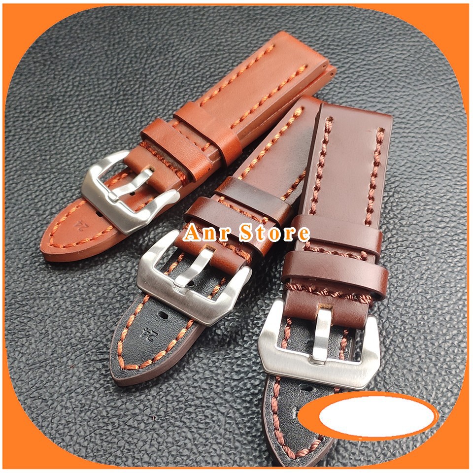 Tali Jam Tangan Kulit Genuine Leather 22 mm 24 mm Kulit Strong