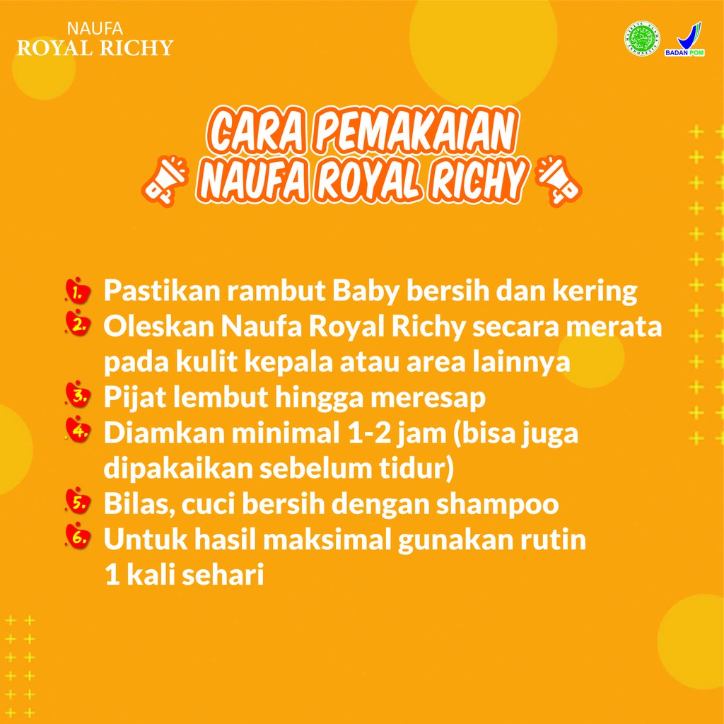 NAUFA ROYAL RICHY Vitamin Rambut Anak / Vitamin Rambut Bayi Royal Richy / Vitamin Penumbuh Rambut Bayi dan Anak / Minyak Kemiri Penumbuh Rambut Bayi - Serum Rambut Anak Bayi Isi 60ml