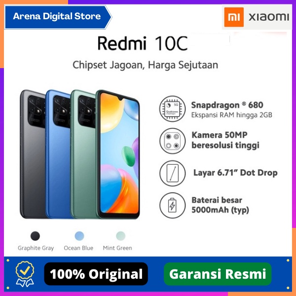 xiaomi redmi 10c 4 64gb   4 128gb   garansi resmi