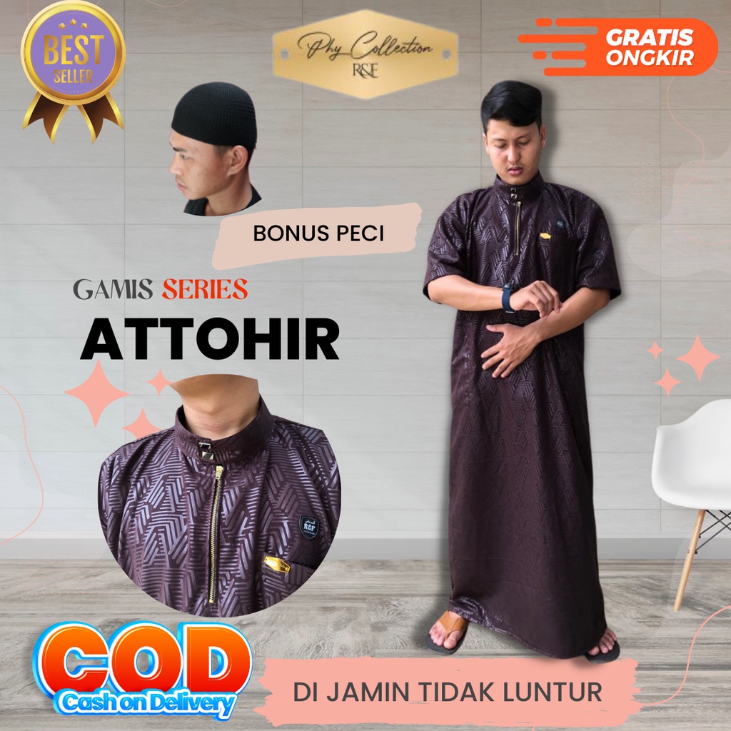 Gamis Jubah pria Laki Laki Dewasa Kancing Snap Model Haromain Harmain Ukuran S M L XL XXL XXXL [ATTOHIR]