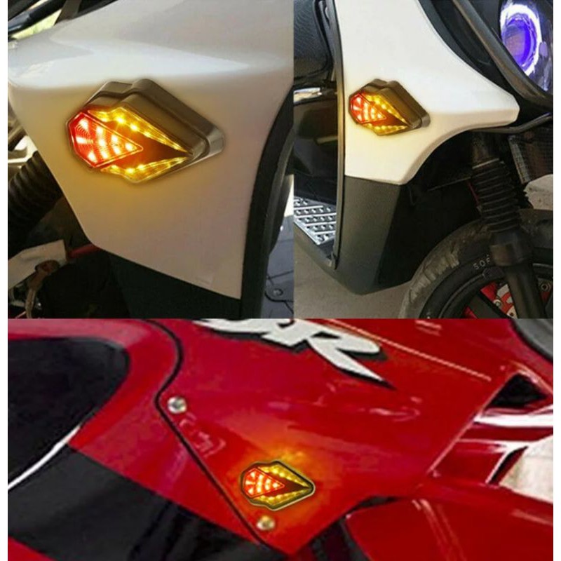 New [ D238 ] Sen Tempel Lampu Sen Tempel Running New Segi 3 Universal R15,Cbr150r,Gsx,R25,Ninja250,