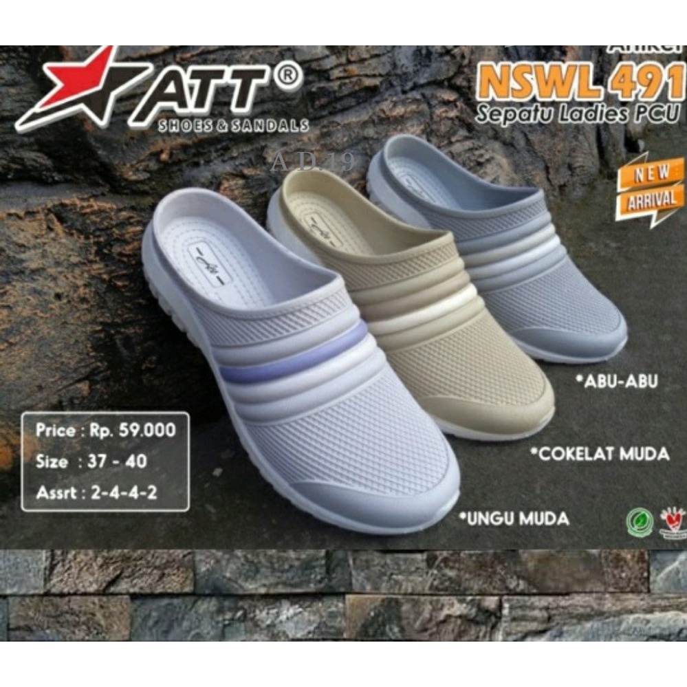 ATT NSWL 491 Sepatu sendal bustong Karet Wanita Anti Air  - Sandal wanita merek ATT Original brand t