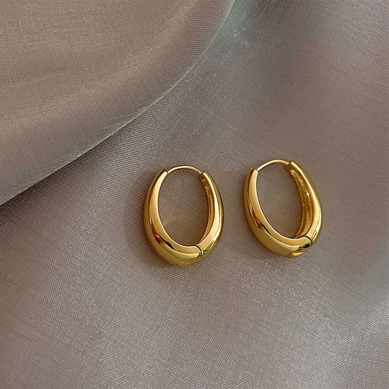 Anting Hoop Bahan Alloy Metal Gaya Korea Untuk Wanita