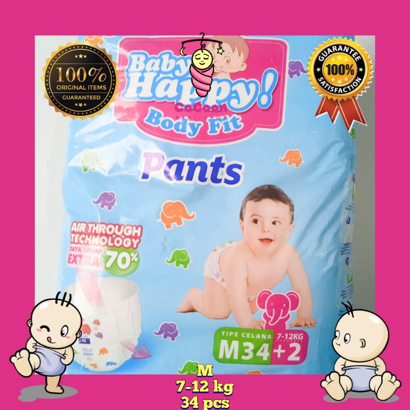 Popok Bayi Baby Happy Pants M34 M 34 Tipe Celana