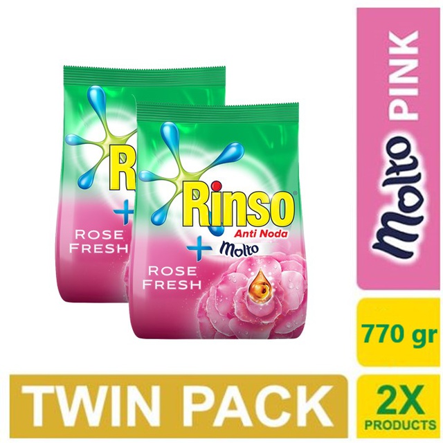 Rinso Molto Deterjen Rose Fresh 770G Twin Pack  Shopee 