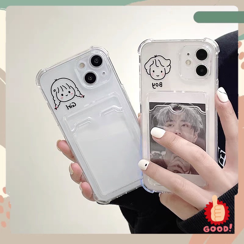 Soft Case Dompet Kartu Bening Untuk iPhone 13 Pro Max 11 12 Pro XS Max XR X 7 8 Plus SE 2020 2022