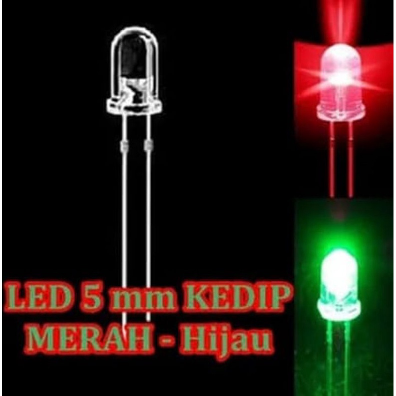 HARGA 10 PCS LED 5MM 2 WARNA MERAH HIJAU 2W