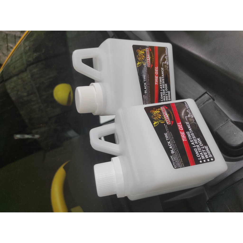 BAYAR DITEMPAT | COD | Semir Ban ESSENTIALS 500 mL | 1 Liter | Promo | Polish | Tire Gel Kualitas Terbaik | Premium | Terbaru | Auto Black | Shine | Kinclong | Wet Look | Hitam| Murah | Original | Terlaris | Mobil | Motor | MAGIC BLACK TIRE | Tahan Lama