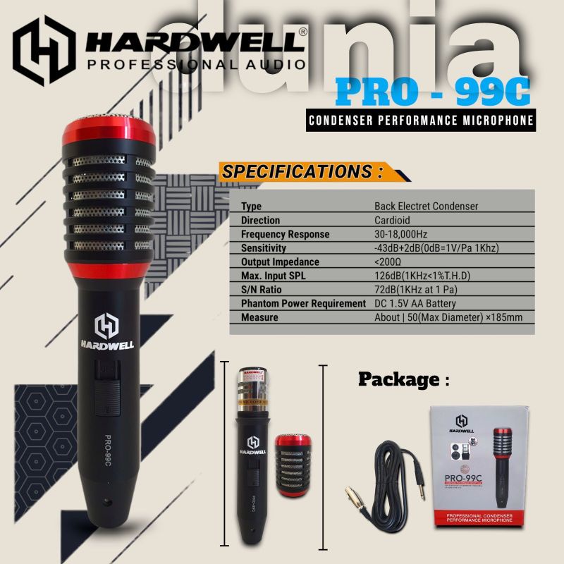 Mic Kabel Hardwell Condensor Pro 99C Original Condenser PRO99C