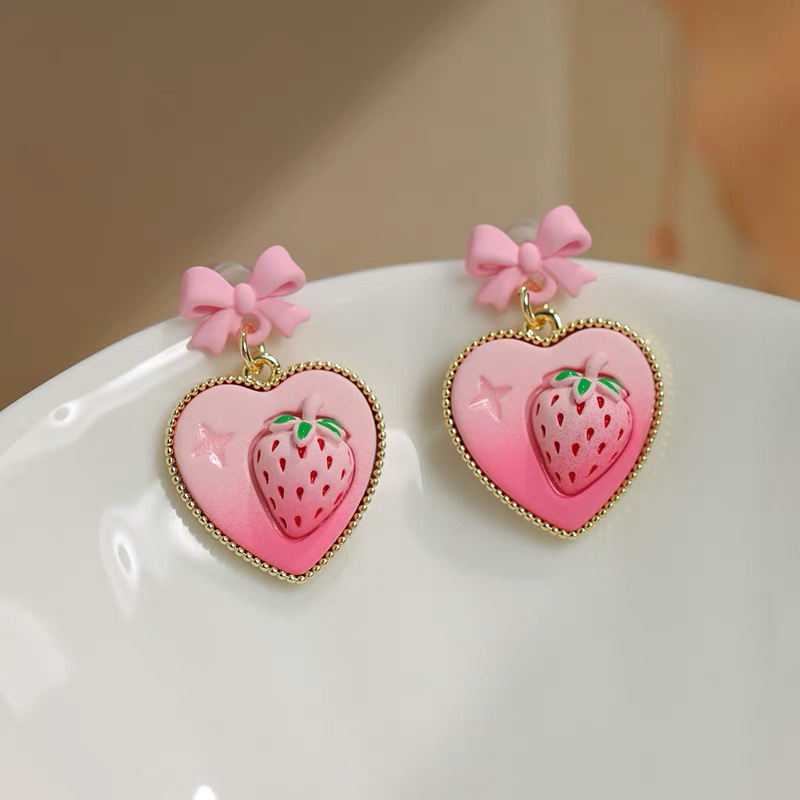 Anting Tusuk Gantung Desain Strawberry Tulip Untuk Wanita