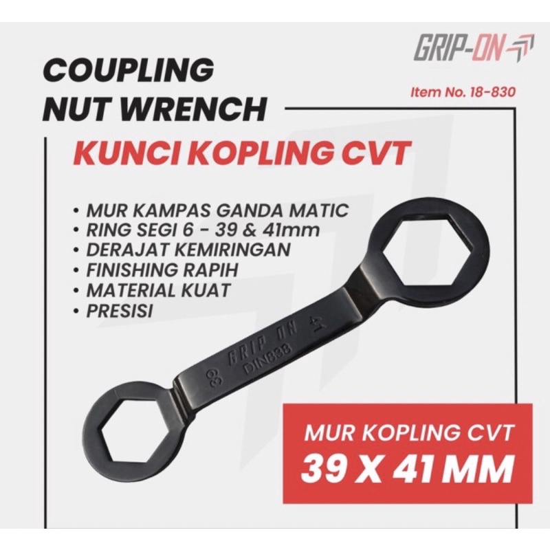 GRIP ON KUNCI Kopling CVT 39x41 / Kunci pulley matic / Alat bengkel