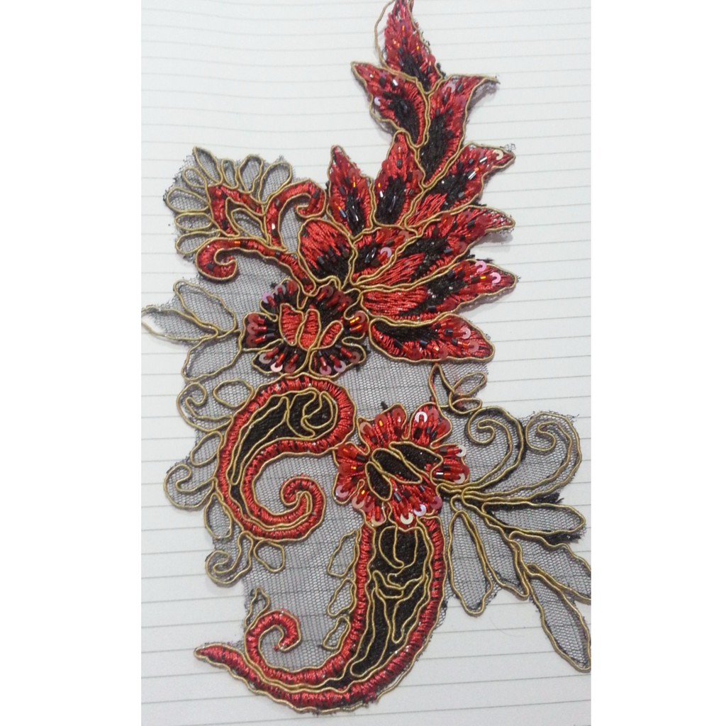 Aplikasi bunga bordir tanpa payet