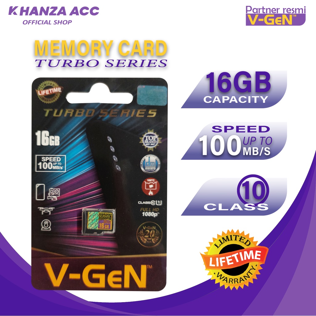 KHANZAACC VGEN 16GB Memory Hp Micro SD Class 10 Turbo Series