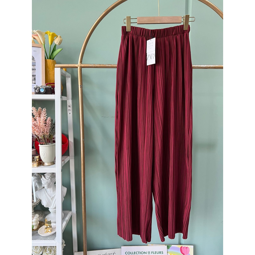 ZR Pleated pants/cek real video kaka/ini kulot lebar yg real picp