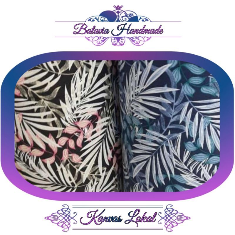 Kain kanvas motif daun palem