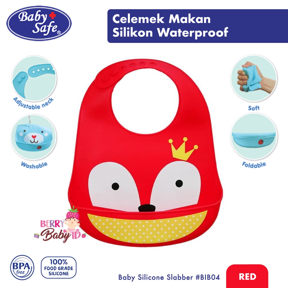 Baby Safe Silicone Bib Slabber Celemek Makan Bayi Silikon BIB04 BBS070 Berry Mart