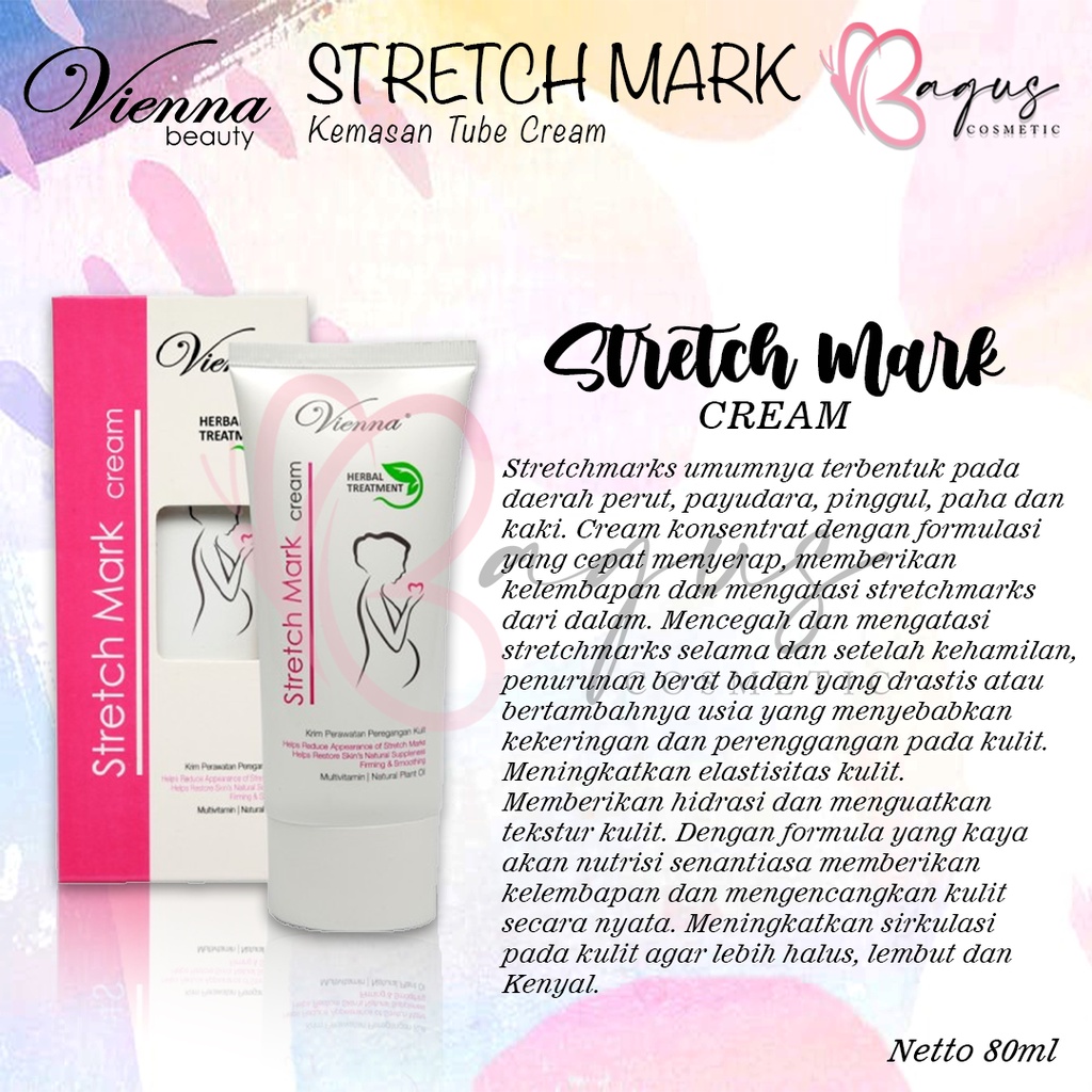 ⭐BAGUS⭐ (SACHET) VIENNA STRETCHMARK CREAM BPOM | Krim Penghilang Luka / Selulit 30ML