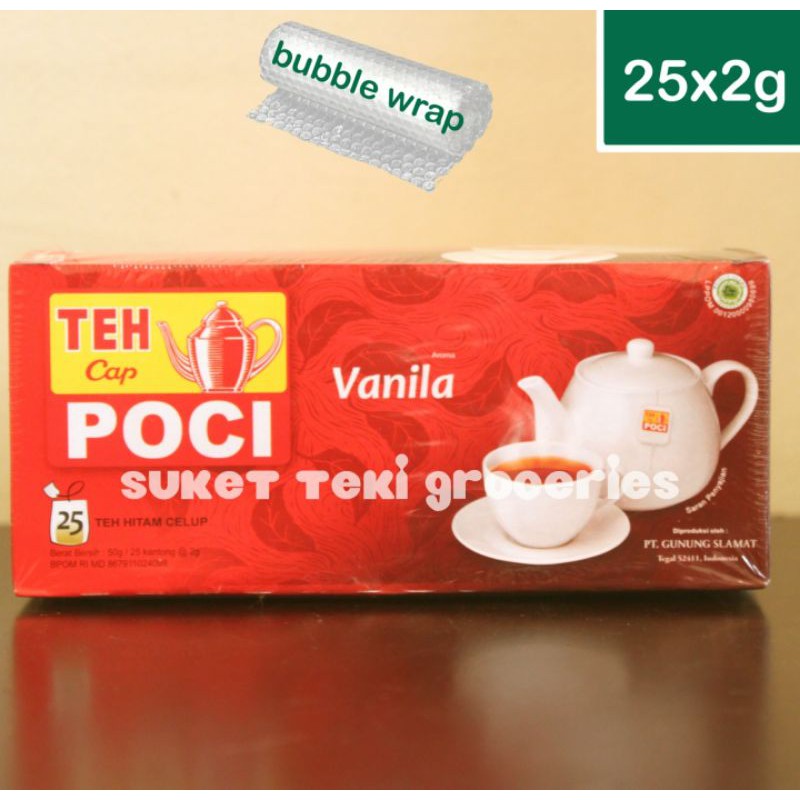 Teh Celup Cap Poci Vanilla Merah isi 25pcs Sachet