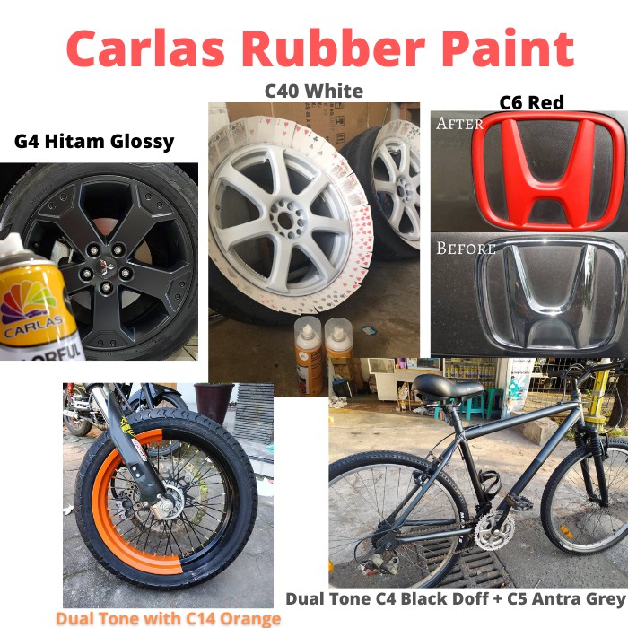 Carlas Rubber Paint (400ml) - Cat Velg Cat Semprot Cat Body Cat Pylox Pilok (TOLONG CEK DESKRIPSI)