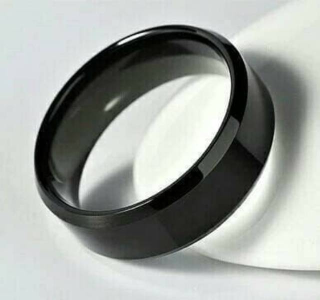 Cincin couple Hitam Titanium Stainless steel sisi segi anti karat selamanya Fashion Ring