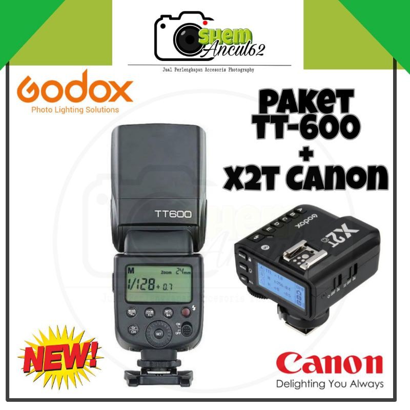 paket flash GODOX TT-600 TT600 CANON triger GODOX X2T Canon