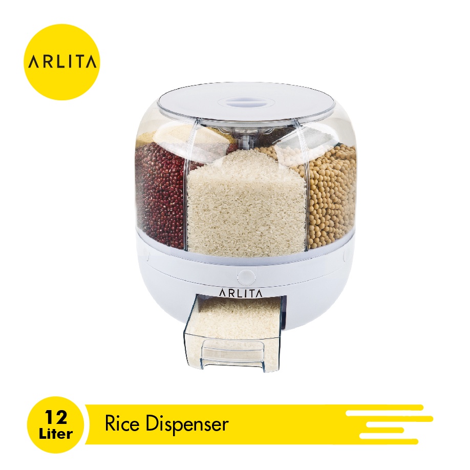 ARLITA ARD-1210 Rotating RICE &amp; GRAIN DISPENSER Wadah Penyimpanan Beras, Sereal, Kacang - Kacangan, Biji - Bijian Putar 360 °