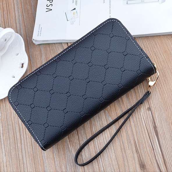 DOMPET PANJANG WANITA 2 RESLETING IMPORT WA481B5 SABARA KULIT HITAM PUTIH PREMIUM BESAR MUAT HP SLOT KARTU UANG KOIN TALI PENDEK CEWEK MURAH FASHION KOREA KEKINIAN REMAJA