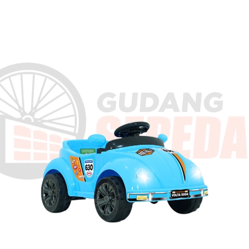 Mobil mobilan Mainan Aki remote control Anak Volta 5004 bugs rally Mini android remote HP smartphone VW beatle beetle kodok Classy Remote Baterai 6V4,5Ah Motor 6V Pintu Buka-Blue