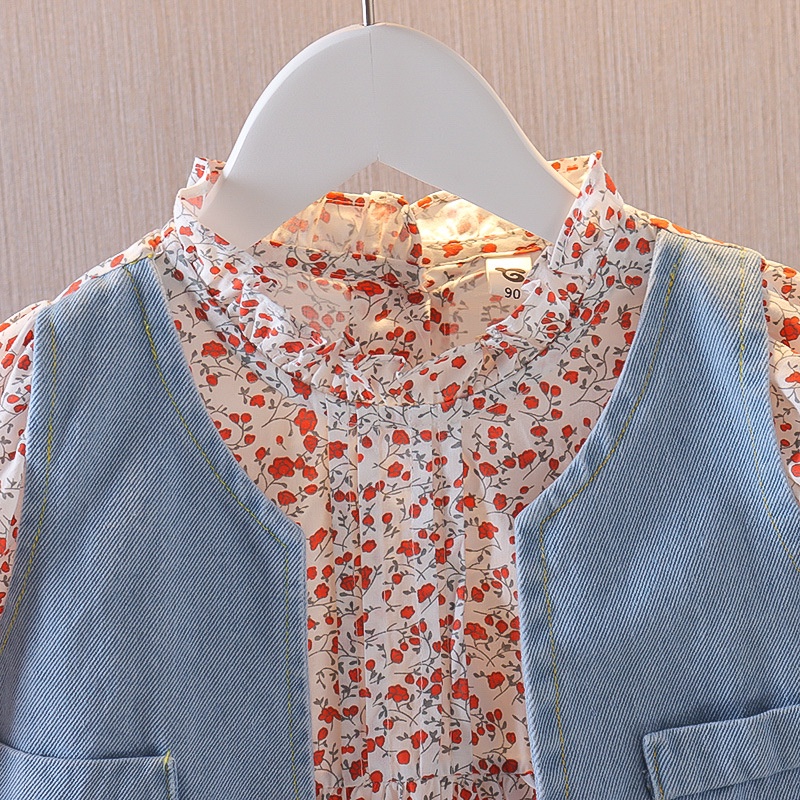 CHUBBI 121 Dress Bayi Perempuan Motif Bunga Aksen Rompi