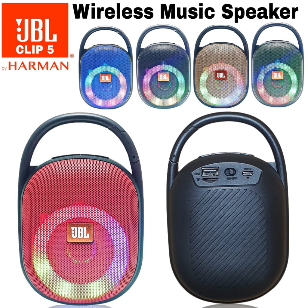 JBL Speaker Bluetooh JBL Clip5 Speaker Bluetooh JBL Wireless Portable CLIP 5 Speaker JBL LED Clip5 RGB Speaker Gowes Speaker mini Super Bass Speaker LED