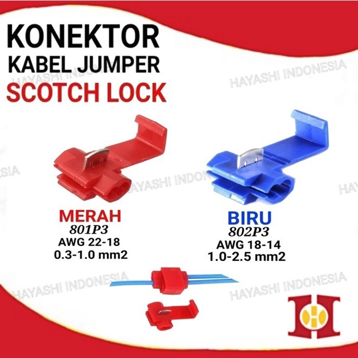 Konektor Kabel Jumper Snap Scotch Lock Pengaman Kabel-10pcs