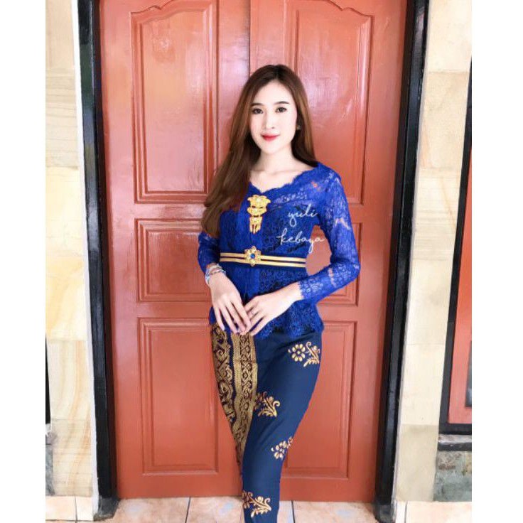 Set Kebaya Bali Jadi Nagita Kancing Depan (bukaan depan) | kebaya busui leher V