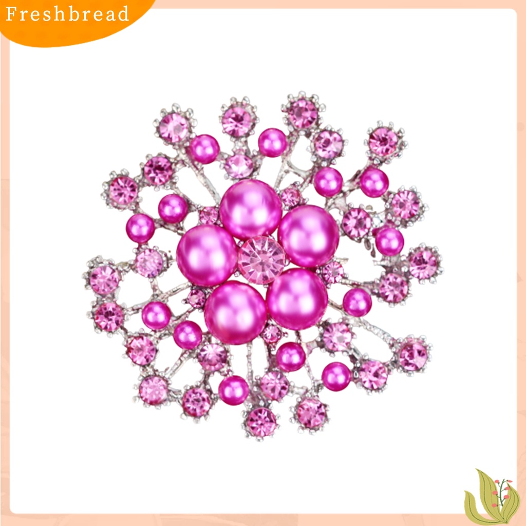 [ TERLARIS]Ladies Snowflake Faux Pearl Rhinestone Decor Brooch Pin Corsage Fashion Gift