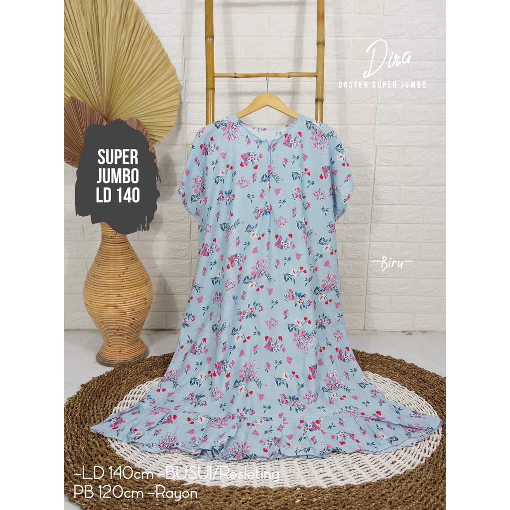 LD 140cm Daster Super Jumbo (42 Motif) (Part 2) dan  Daster Kaftan Viral LD 150cm Ruffle Big Size-Dira Biru
