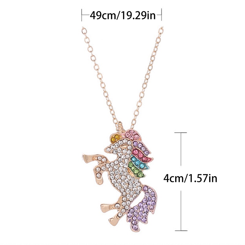 Kalung Rantai Liontin Unicorn Warna Pelangi Untuk Wanita