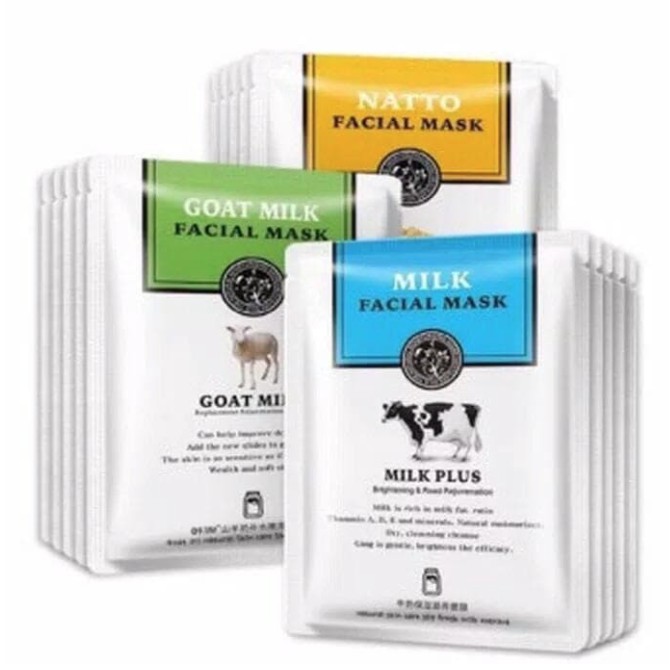 ROREC Goats Cows Milk Facial Sheet Mask Masker Wajah RR004