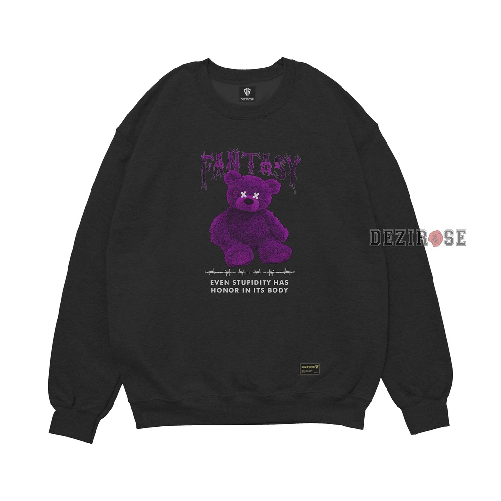 DEZIROSE Sweater Crewneck Bear Fantasy (Sablon) Size M-XXL ( Pria &amp; Wanita )