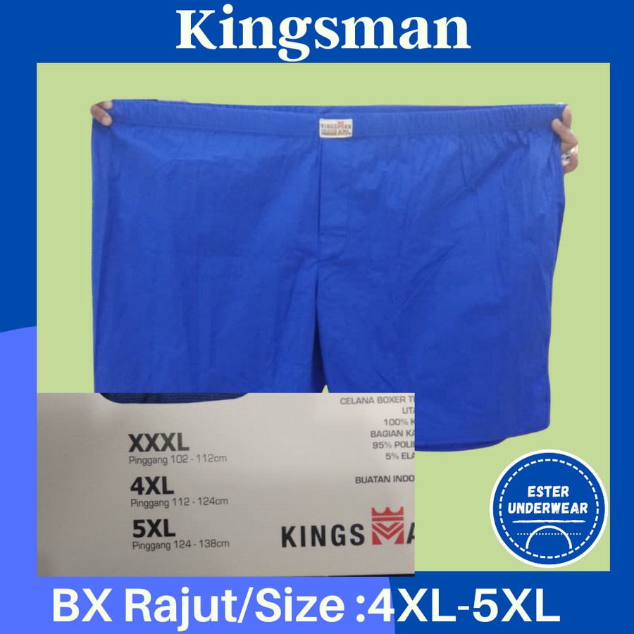 Celana Boxer Pria Super Big Size Kingsman Rajut|Woven|Glow Isi-1 Pcs