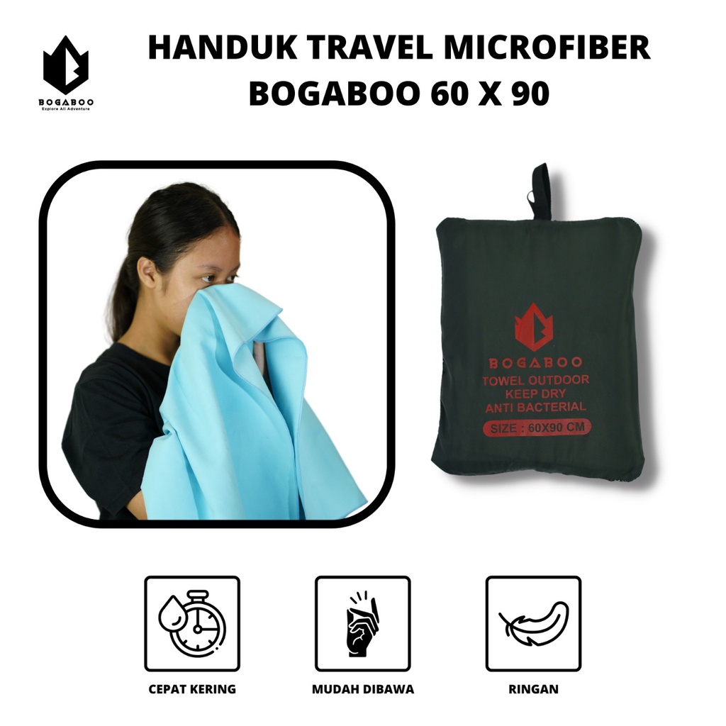 Towel Bogaboo Ukuran 60x90 - Handuk Traveling - Bath Towel - HANDUK MICROFIBRE - HANDUK FAST DRY