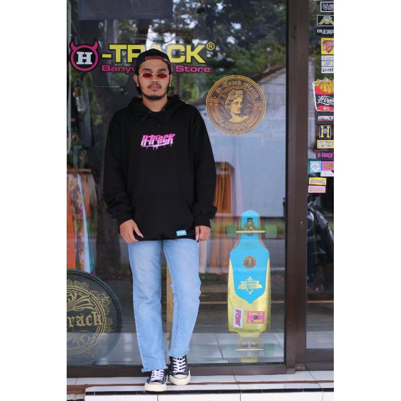 HOODIE HTRACK BLACK GLIMER PINKY